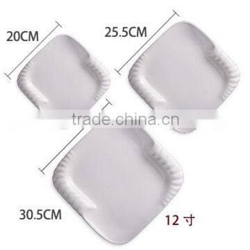Ceramic Glaze Oem Dinner Square White Steak Plate for Restaurant Hotel Home photo-3