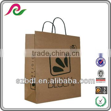 Plain color custom party gift kraft paper packaging bag with twist handle