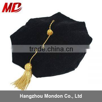 4 Sided Black Velvet Doctoral Tam with Golen Bullion Tassle