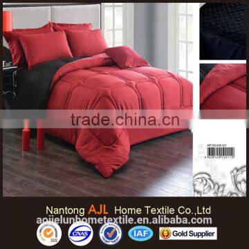 100% microfiber Saudi Arabia market winter quilting bed sheets red and black comforter sets