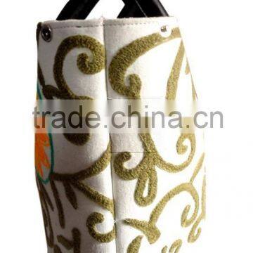 RTHHB-38 Vintage Style Suzani Hand made Cotton Embroidery bag Light Color Stylish Hand bag