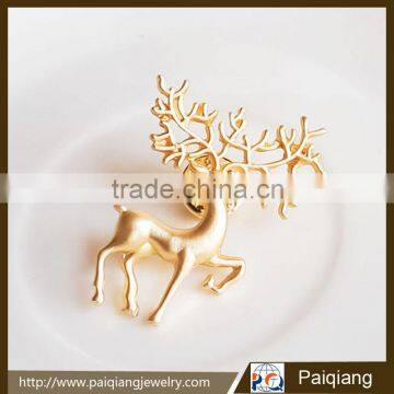 2015 Christmas gift gold plated reindeer tack brooch pin wholesale