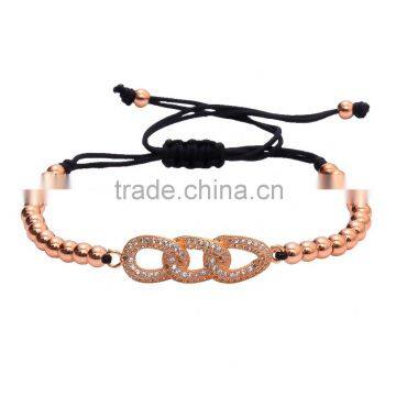 2016 Rose Gold Chain of Rings Charm 24k Copper Beads Bracelets Artificial Jewellery