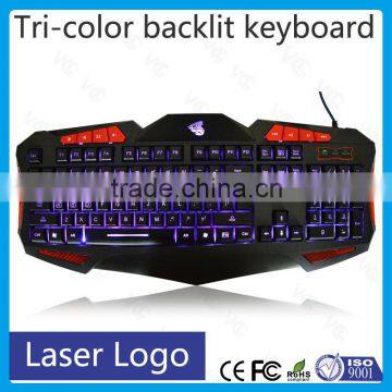 Hot selling backlit multimdedia wired gaming computer keyboard