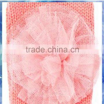 Pink Plain Knitted Cotton Hand Gloves Mitten With Flower