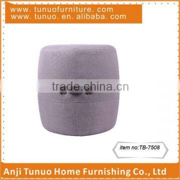 Modern small round ottoman with two leather handles TB-7508