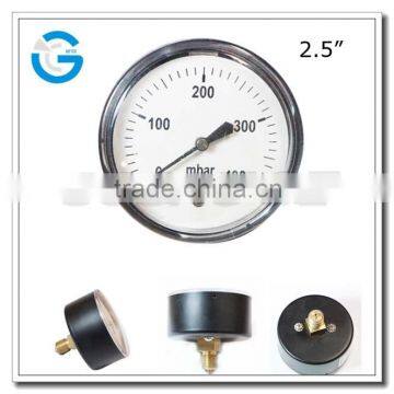 High quality black steel back connection low pressure capsule type pressure gauge