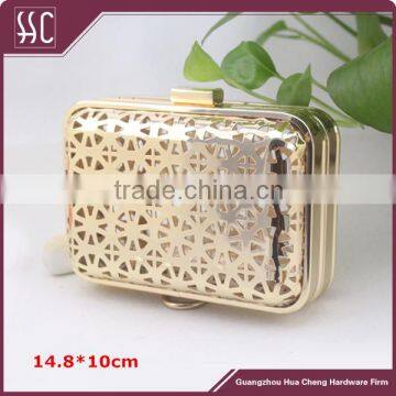 flat knob shiny gold compact frame clutch wallet frame