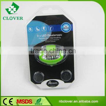 2*CR2032 Battery Led Moving ABS Material 3 Led Head Light for Outdoor Camping