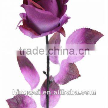 64 cm Artificial Flower Single Rose Bud Spray with 6 Leaves