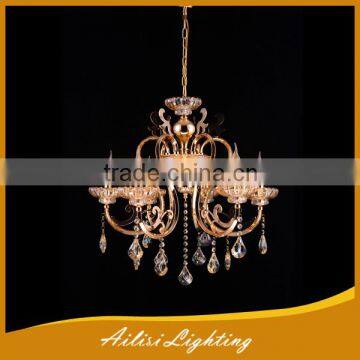 Vintage Popular Energy Saving 6 Lights Crystal Chandelier With Scallop Drops