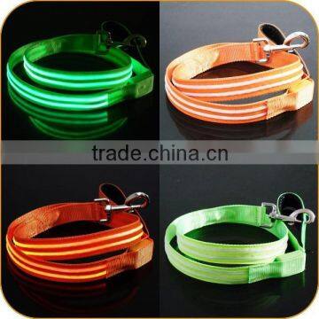 Double Line Fiber Optic Glowing in Dark Small Dog Pet Leash for Sale