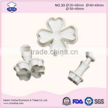 Dogwood 26/48/58mm Four-leaf clover Cookie Cutter Cake Fondant Decorate Tool Plunger cutter