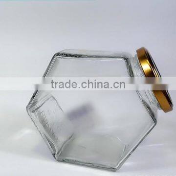 Empty honey jar 178ml honey hexagon glass jar holding 250g honey