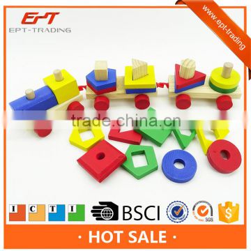 Wholesale diy wooden intelligent train toys