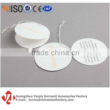 Round White Paper Clothing Brand Logo Hang Tag Label Cotton String