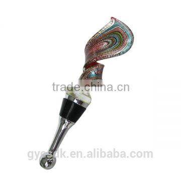 Novelty Spiral Shaped Colorful Heart Shape Murano Glass Red Wine Stopper