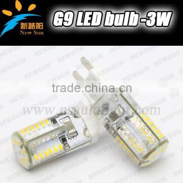 High brightness 360degree 220V 58smd 3014 Epistar 2700K G9 led 3w bulb G9 LED lamp marine crystal light bulb