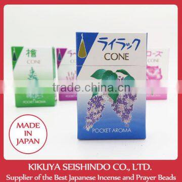 Daihatsu Incense Cones, Pocketan Tanka, Lilac Cones, Pocket Aroma, japanese traditional accessories, incense cone, Japan Incense