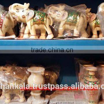 Beautiful Gold Painted Marble Elephent