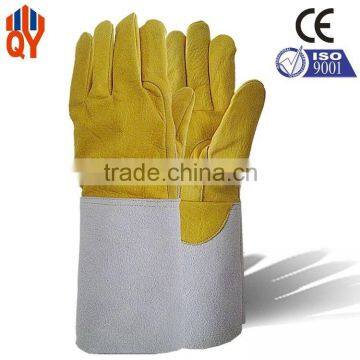 2015 Hot Sale Pig Grain Leather+Cow Split Leather Long Welder Gloves