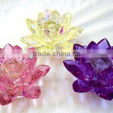 Cheap lotus glass variety of color crystal candle holder