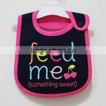 hotsale 2015 design cheap price 100% cotton applique baby bib