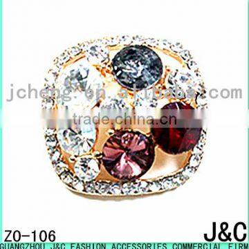 octagon shaped colorful rhineston Zamac button