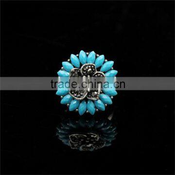 Round Alloy With Water Drop Resin Diamond Traditional Jodha Akbar Ring photo-2