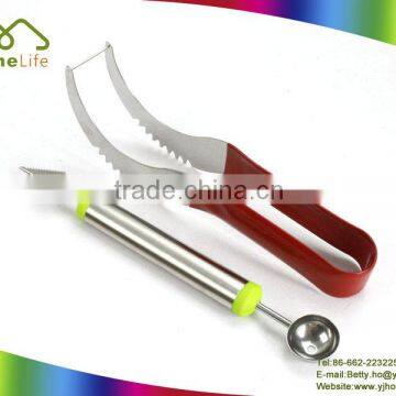 2PCS suits PVC handle stainless steel watermelon slicer with watermelon spoon fruit tools