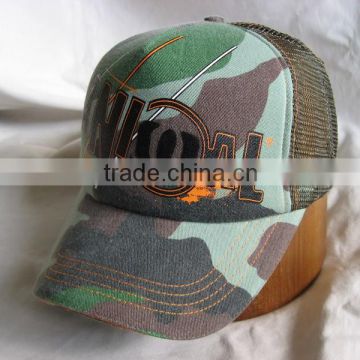 3d embroidery cotton and mesh camo hat