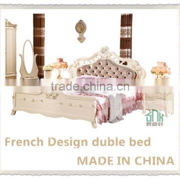 Factory Directly Sale HA-909# wooden king size bed wooden double bed with drawers