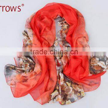 2016 Rose Patterns Gradient 100% Polyster Inmitated Silk Scarf Pashmina Scarves/ Large Shawls Ponchos Wraps Women 145x170cm photo-4