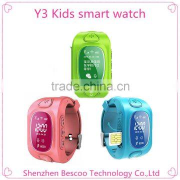 Y3 Smart GPS Watch Kids with GPS/GSM/Wifi Triple Positioning GPRS Real-time Monitoring two way Call SOS for child/Children