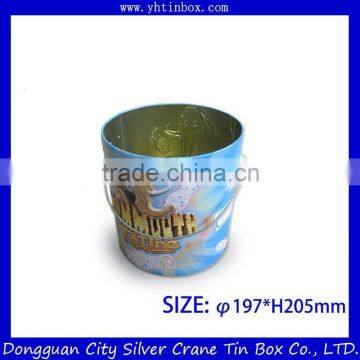 Christmas cookie tin bucket with handle