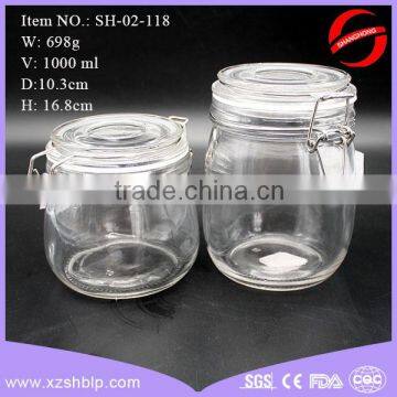 1000ml 1500ml large glass jar with swing lid