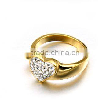 Wholesale Women Wedding Finger Ring Jewelry Latest Stainless Steel Crystal Gold Heart Ring photo-2