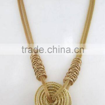 High quality gold empty round circle mesh necklace