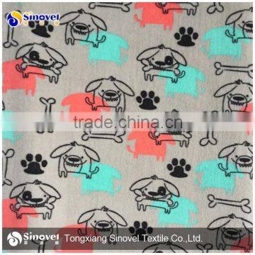 Printed velvet fabric/dog pattern velboa fabric/100%Polyester fabric