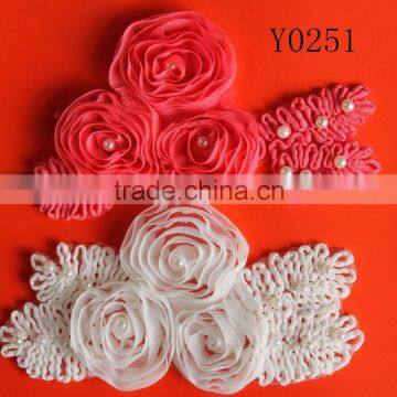 hot sale ! chiffon fabric flowers making ,chiffon applique