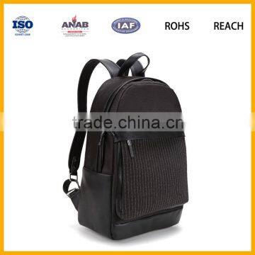 black PU leather travel leisure backpack daypack