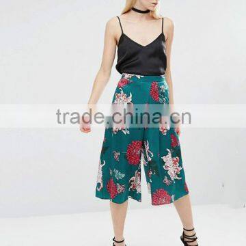 OEM and ODM Supplier Daisy Printing Wide leg Pants, Satin Palazzo Pants