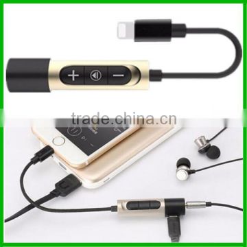 Newest 2 in1 mobile charger cable and audio converter 8 pin to 3.5mm earphone adapter charging cable for iphone 7