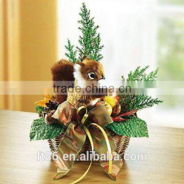 small plush miniature christmas feathered squirrel decoration