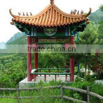 Garden pavilion of authentic roof tiles