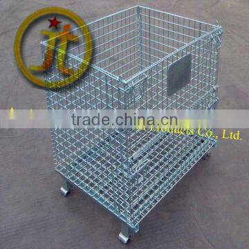 galvanized foldable metal storage cages with wheels