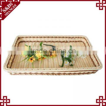 Supermarket Equipment Wicker Plastic Bread Tray Rattan Fruit Display Basket photo-2