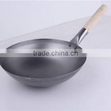 Silvery Wooden Single Handle Wok Kitchen Cookware Set