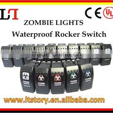 12v Blue Illuminated Waterproof Rocker Switch