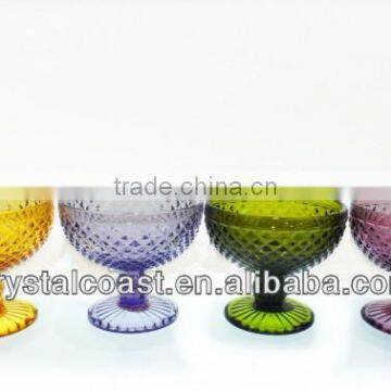 china wholesale fancy design cone colorful glass ice cream cup